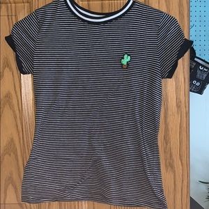 So striped shirt with cactus on top left side